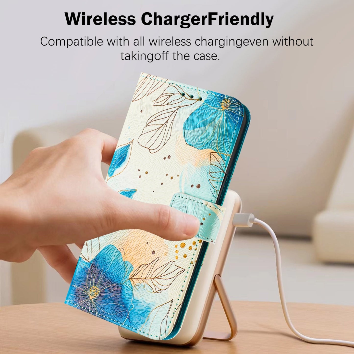 For iPhone 16e Art Colored Drawing Pattern Leather Phone Case(Flowering flowers)