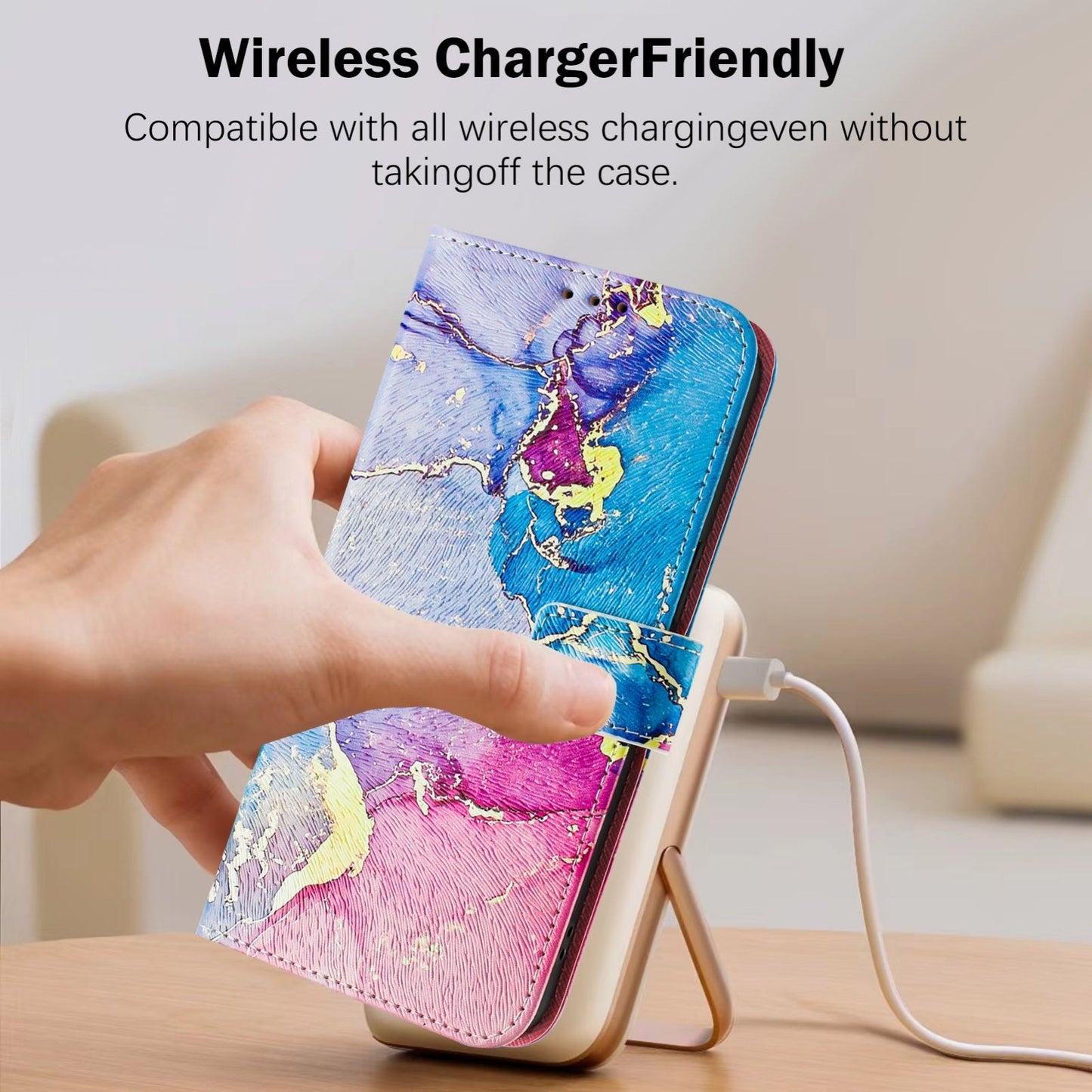 For iPhone 16e Art Colored Drawing Pattern Leather Phone Case(Colorful marble)