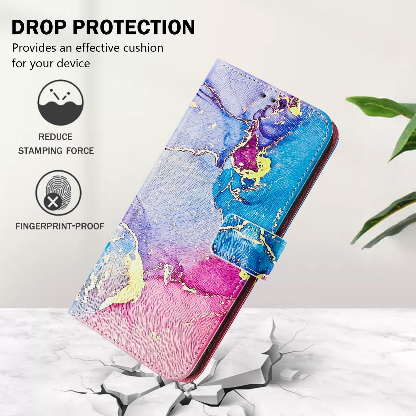 For iPhone 16e Art Colored Drawing Pattern Leather Phone Case(Colorful marble)