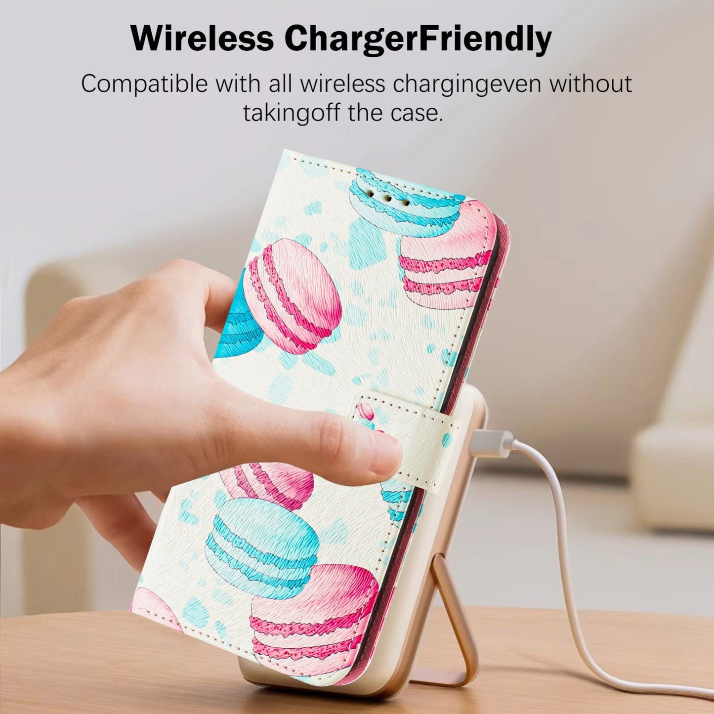 For iPhone 16e Art Colored Drawing Pattern Leather Phone Case(Cake)