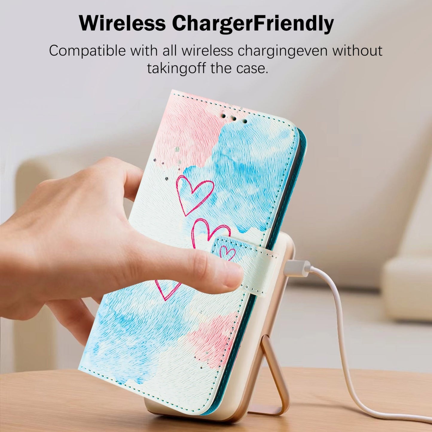 For iPhone 16e Art Colored Drawing Pattern Leather Phone Case(LOVE ME)