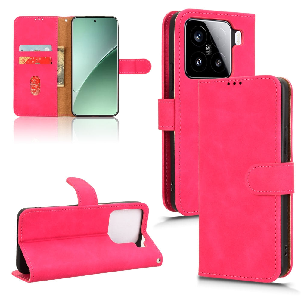 For Xiaomi 15 Pro Skin Feel Magnetic Flip Leather Phone Case(Rose Red)