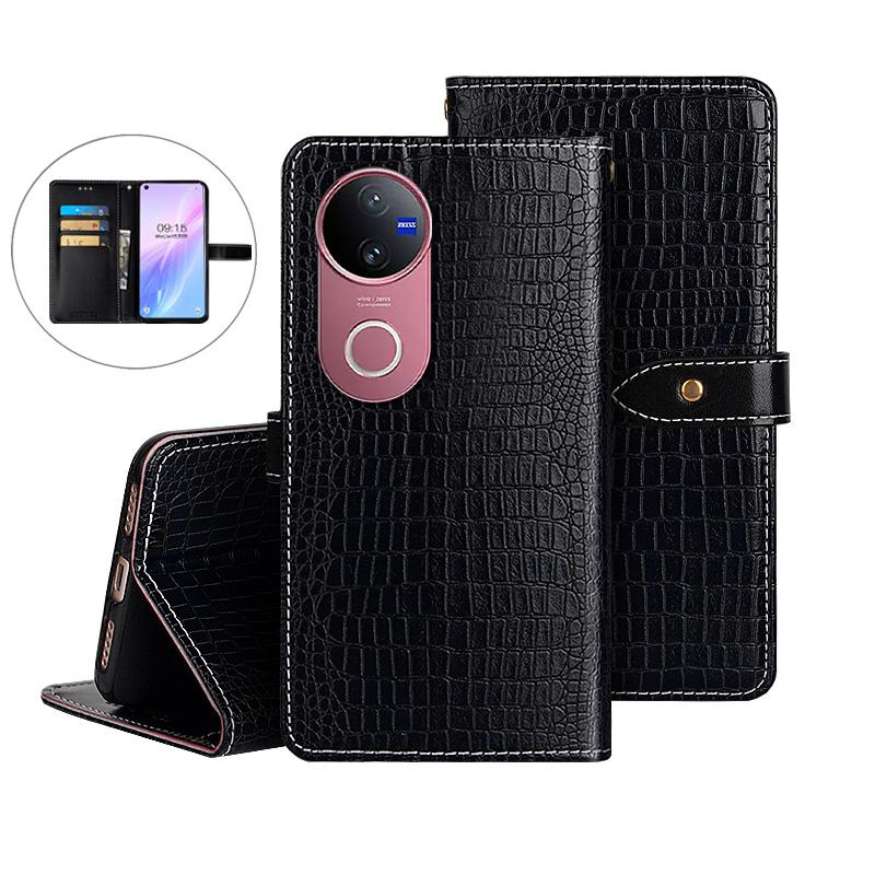 For vivo V50 5G Global idewei Crocodile Texture Leather Phone Case(Black)