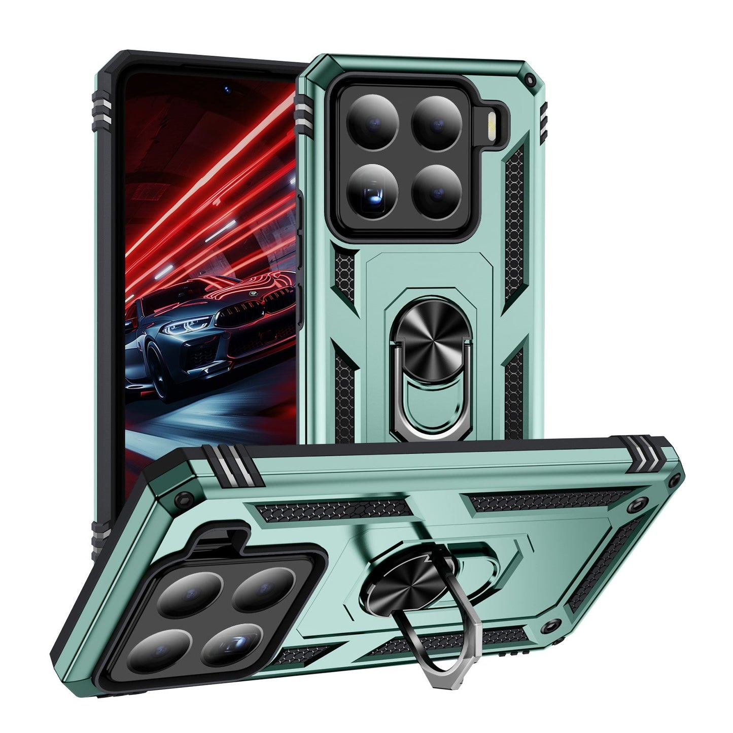 For Xiaomi 15 Shockproof TPU + PC Phone Case with Holder(Dark Green)