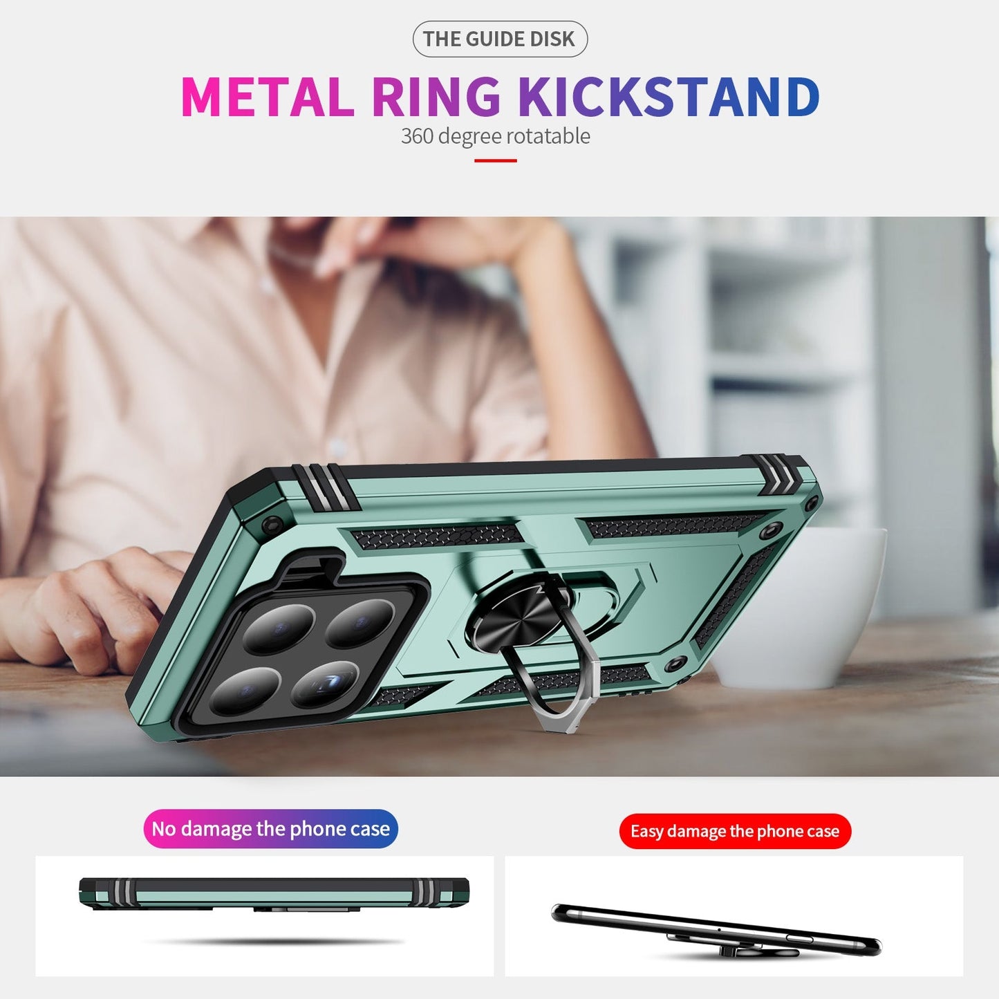 For Xiaomi 15 Shockproof TPU + PC Phone Case with Holder(Dark Green)