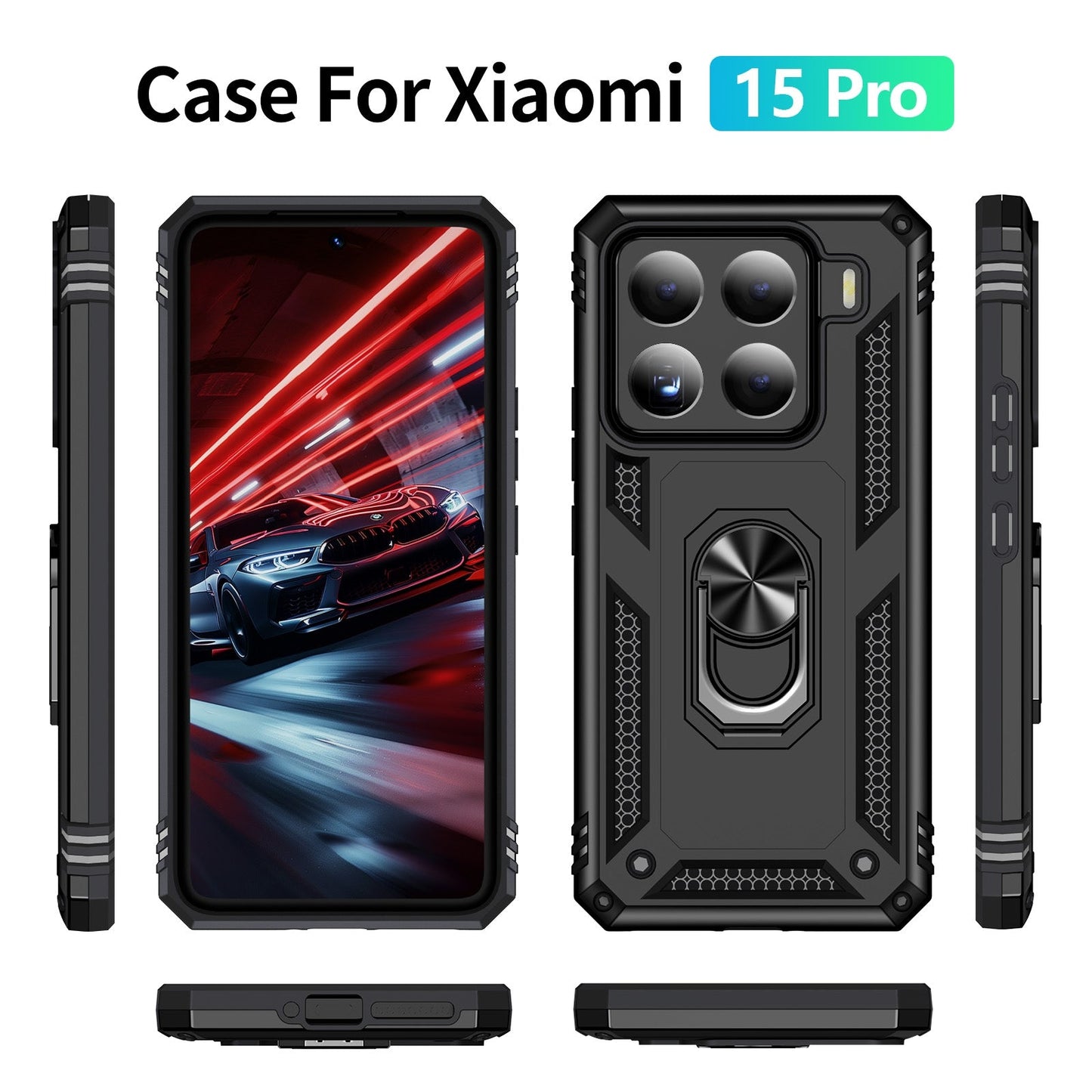 For Xiaomi 15 Pro Shockproof TPU + PC Phone Case with Holder(Black)