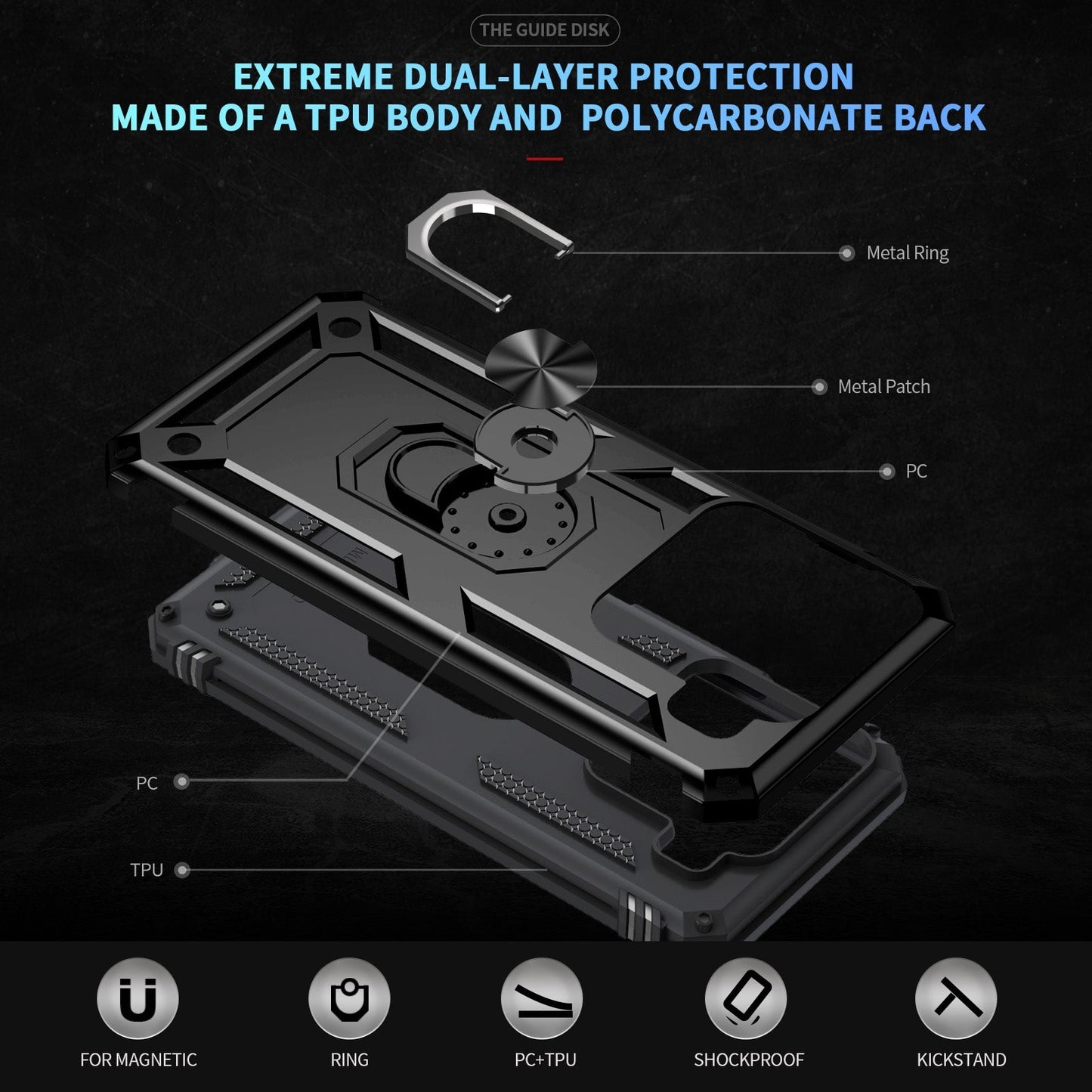 For Xiaomi 15 Pro Shockproof TPU + PC Phone Case with Holder(Black)