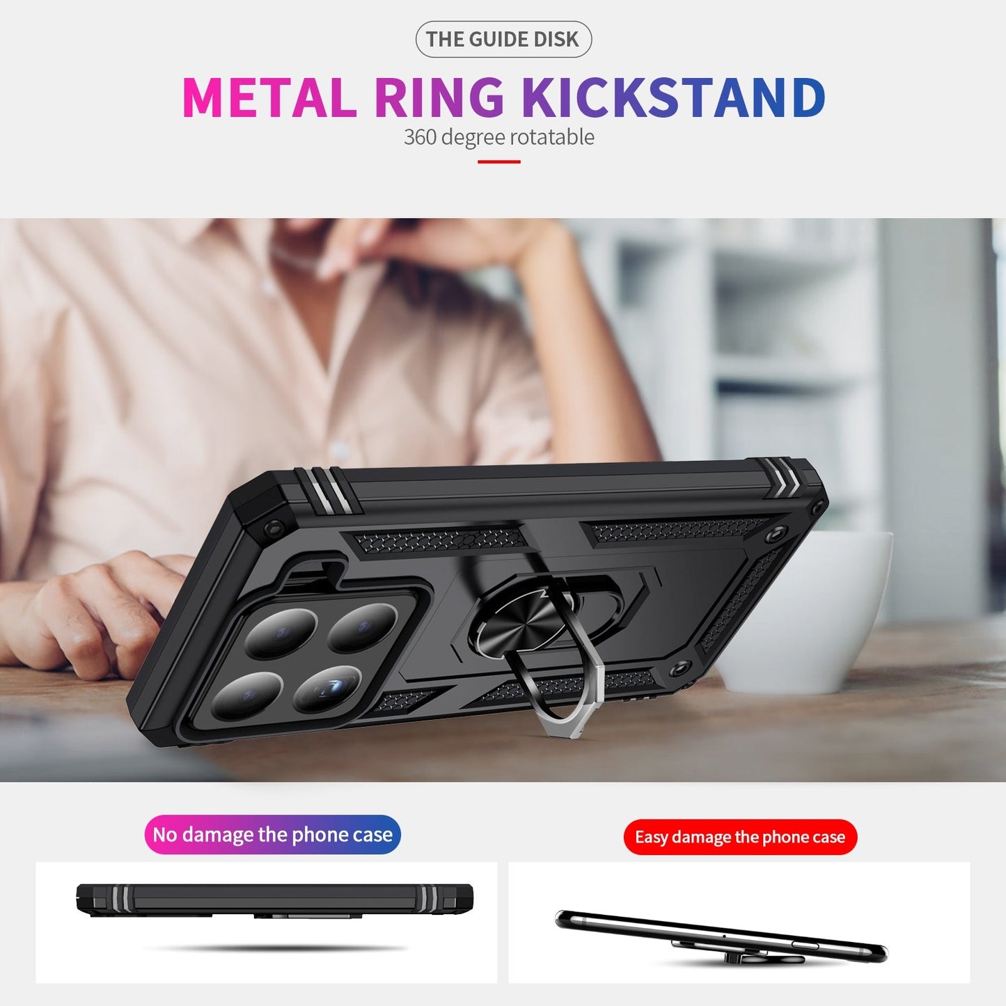 For Xiaomi 15 Pro Shockproof TPU + PC Phone Case with Holder(Black)