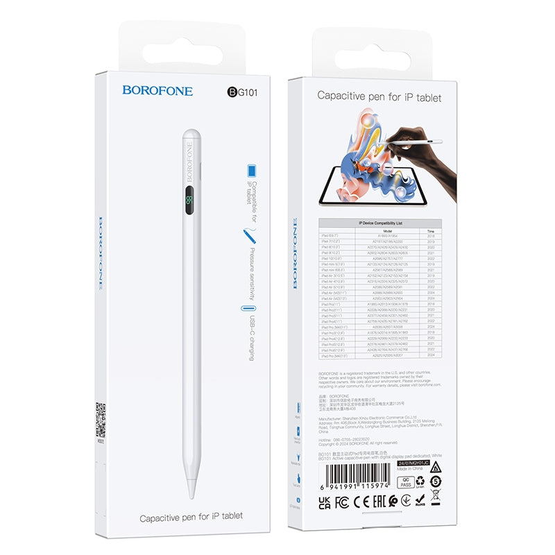 Borofone BG101 Digital Display Active Pad Special Capacitive Pen(White)