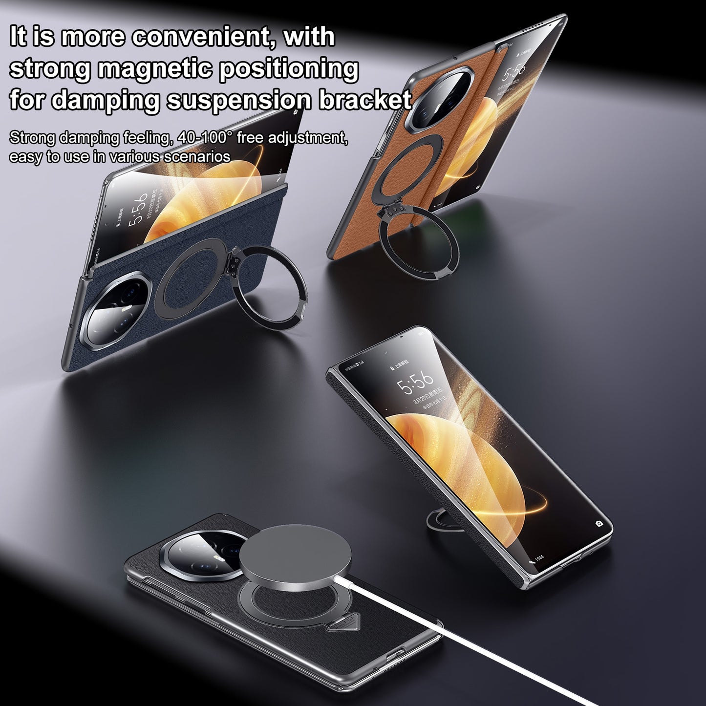 For Honor Magic V3 SULADA Top Grain Leather MagSafe Magnetic Holder Phone Case(Brown)