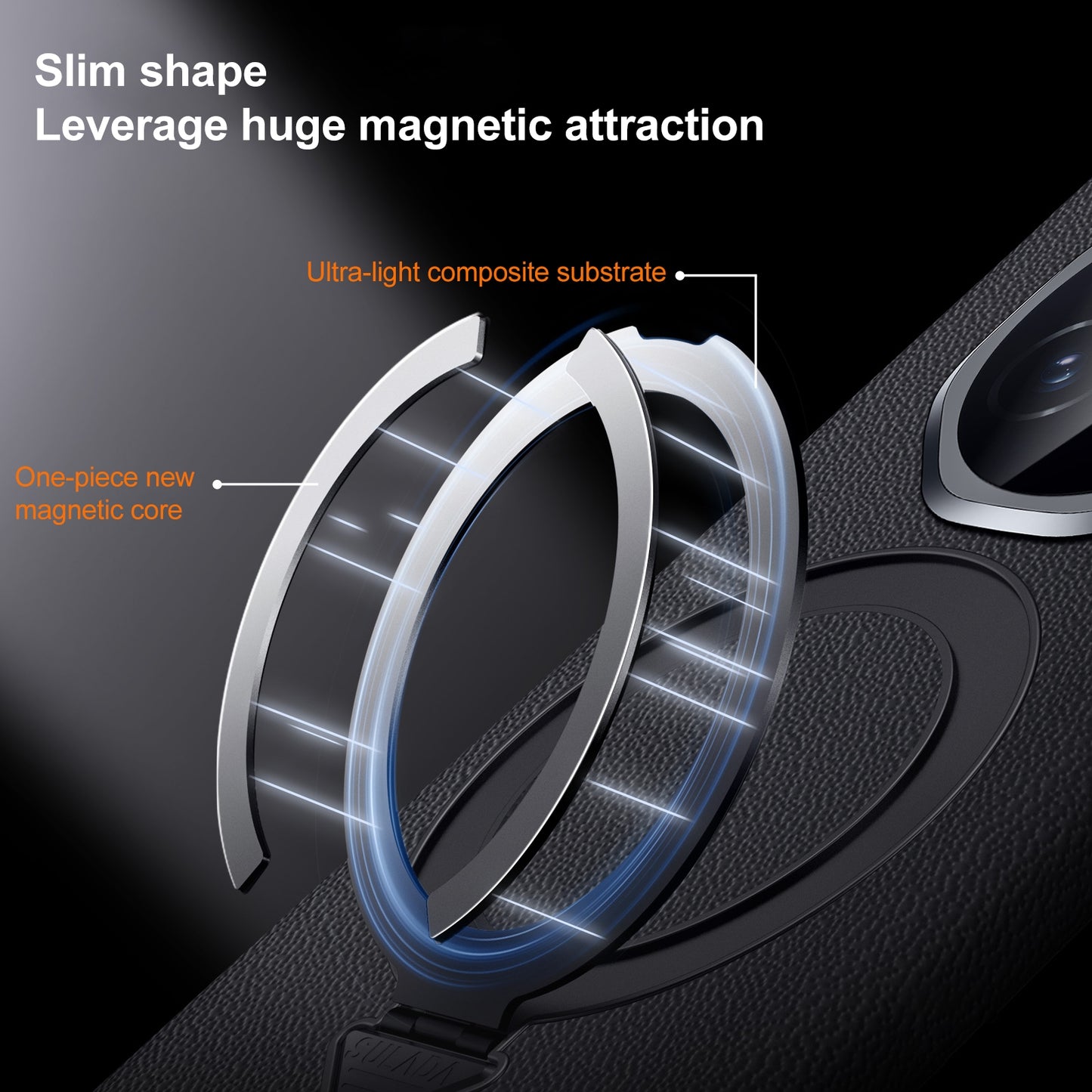 For Honor Magic V3 SULADA Top Grain Leather MagSafe Magnetic Holder Phone Case(Blue)