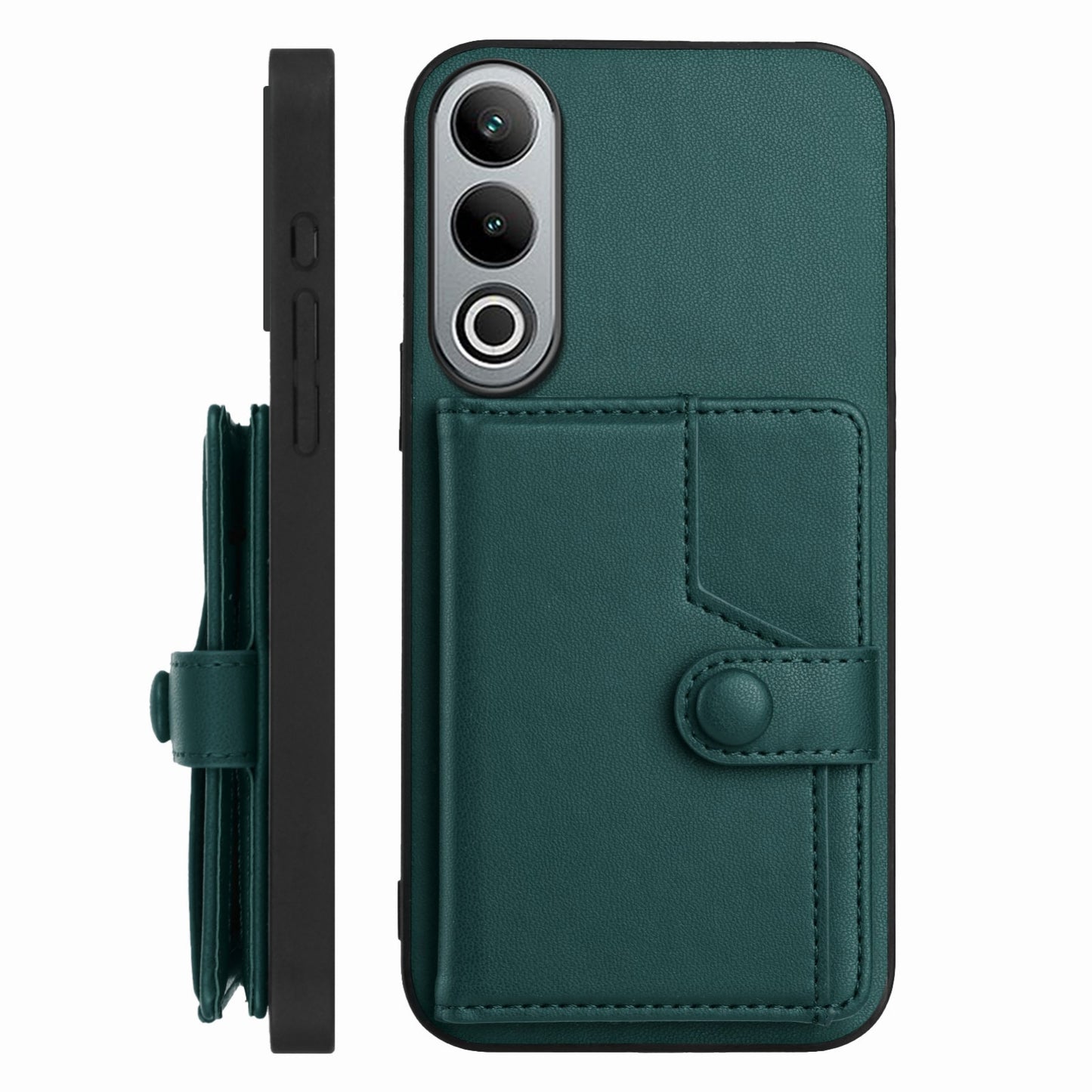 For OPPO K12 5G Button Card Bag RFID Anti-theft Phone Case(Green)