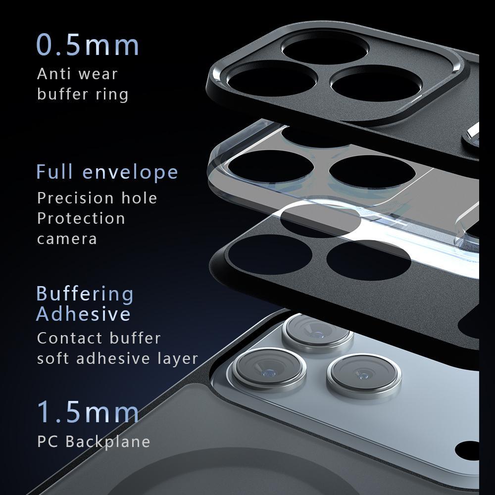 Compatible with iPhone 18 Pro Max C-type Armor MagSafe PC Dual-Layer TPU Phone Case - Frosted Black