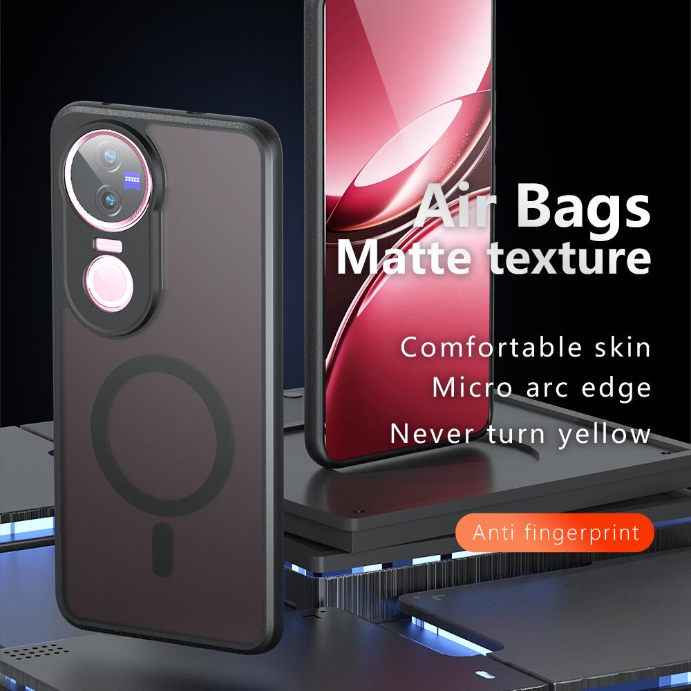 For vivo V50 Armor MagSafe PC Hybrid TPU Phone Case(Frosted Black)