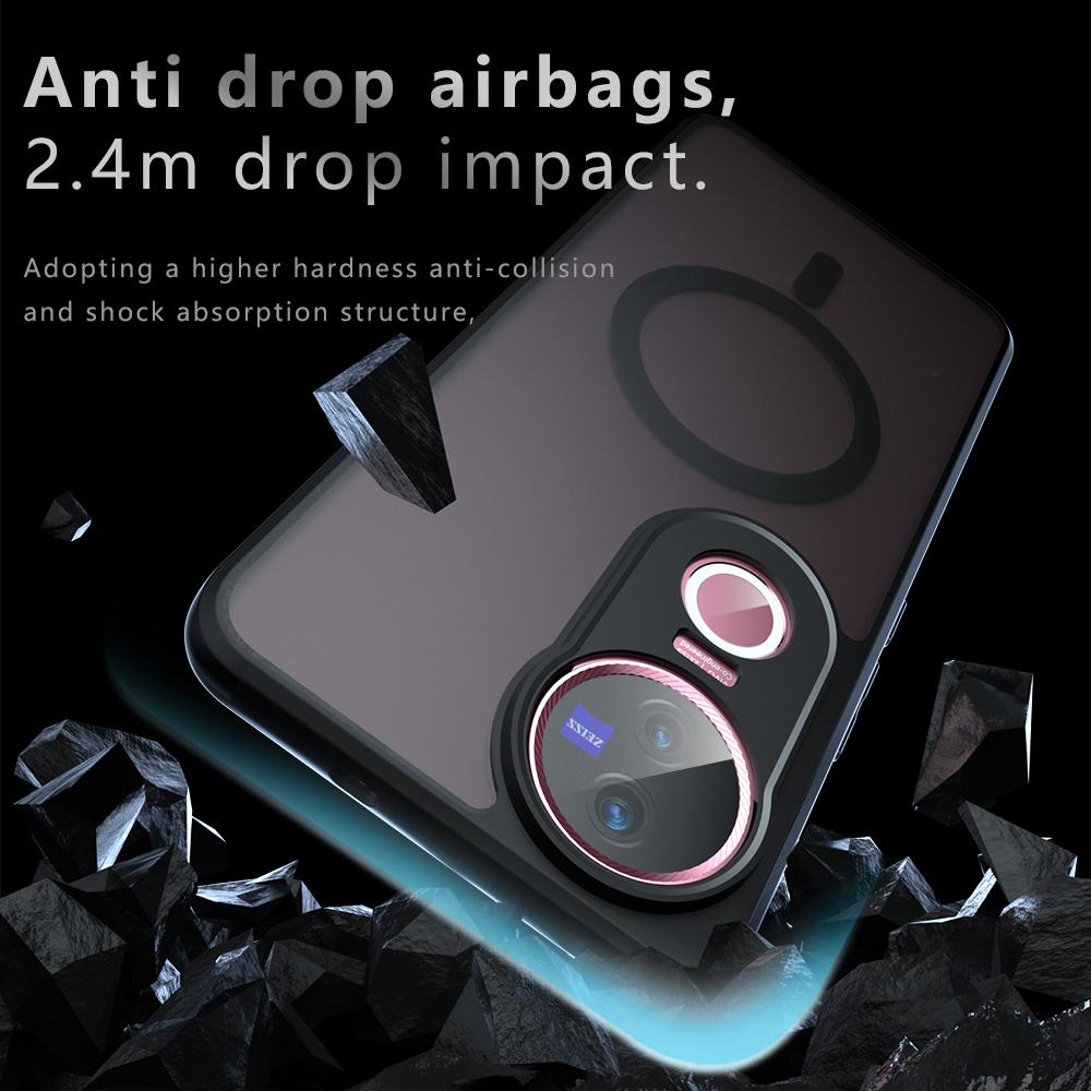 For vivo V50 Armor MagSafe PC Hybrid TPU Phone Case(Frosted Black)