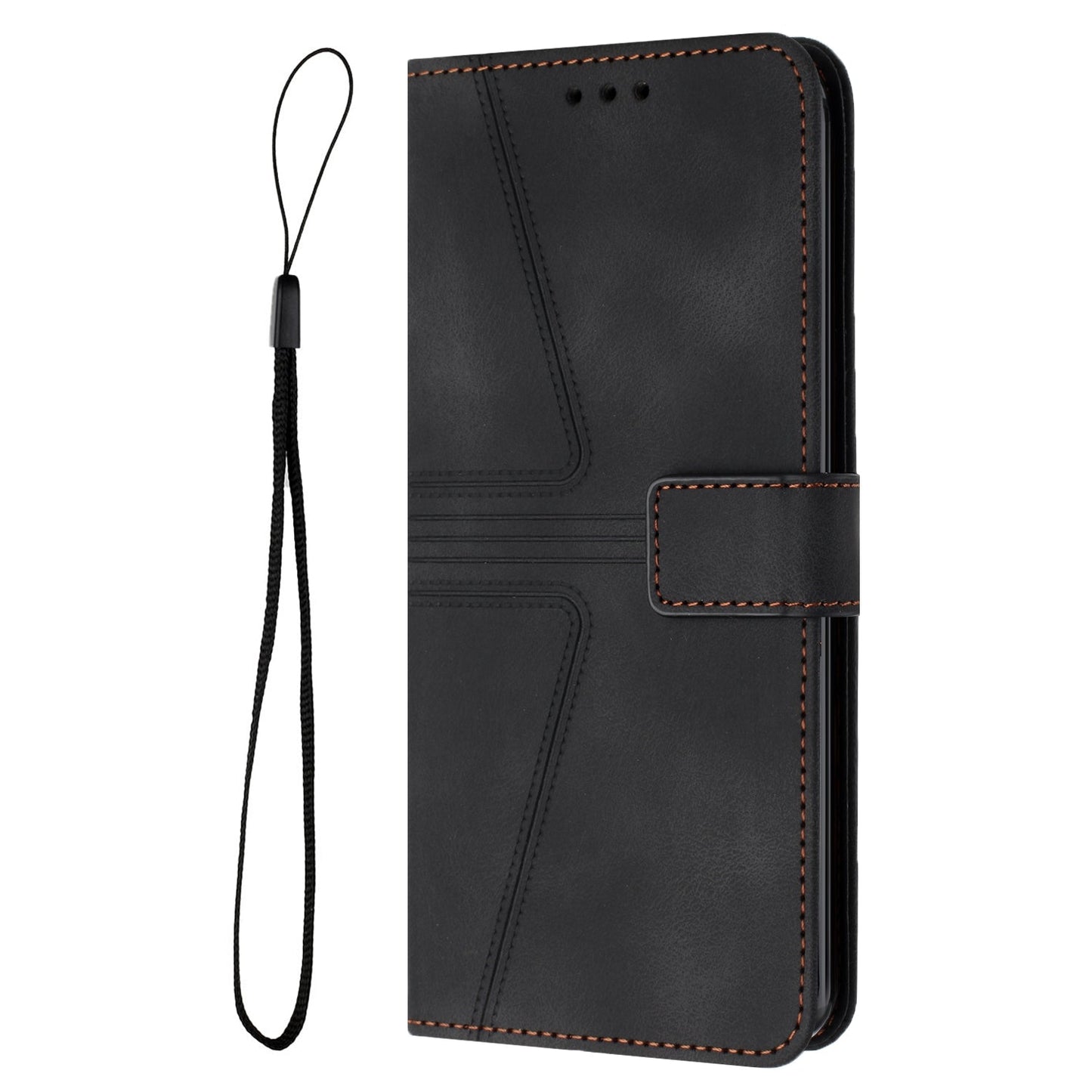 For Redmi 14C 4G Triangle Solid Color Leather Phone Case(Black)