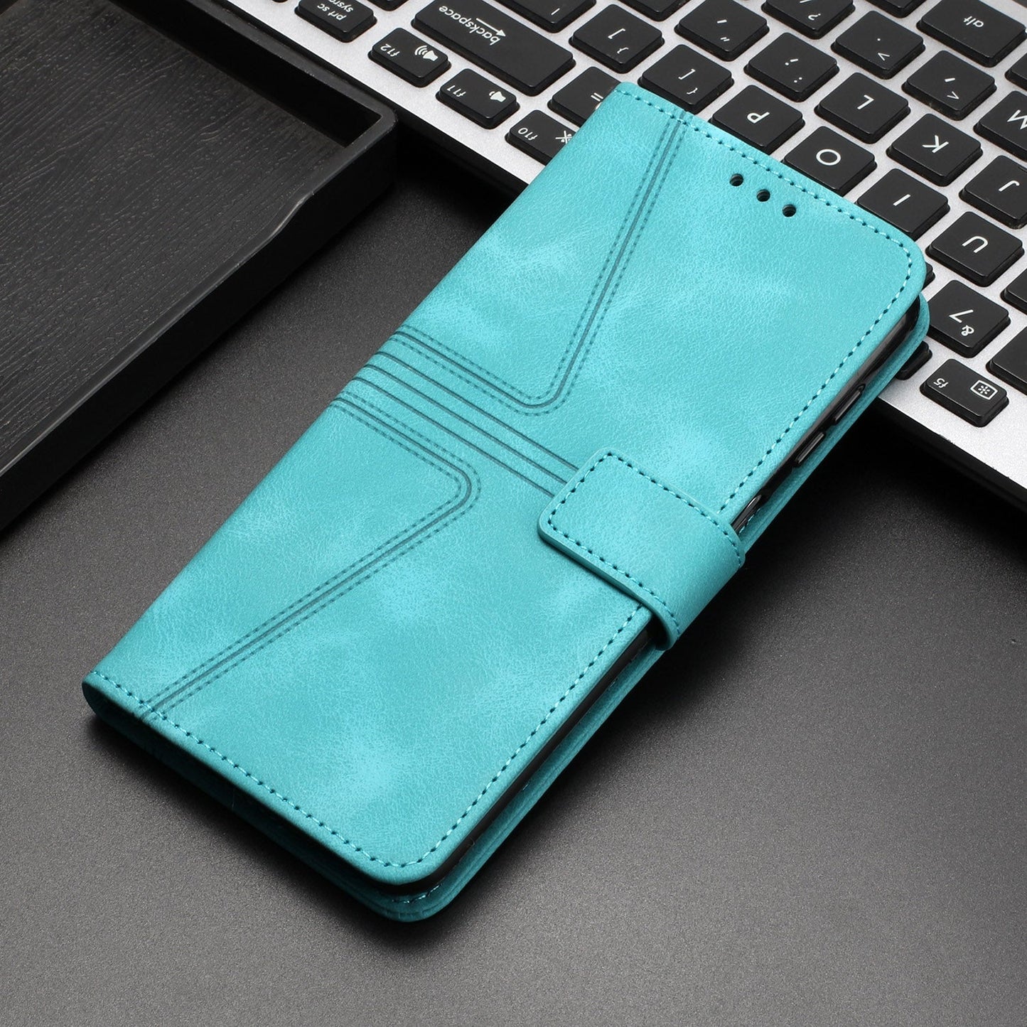 For Redmi 14C 4G Triangle Solid Color Leather Phone Case(Green)