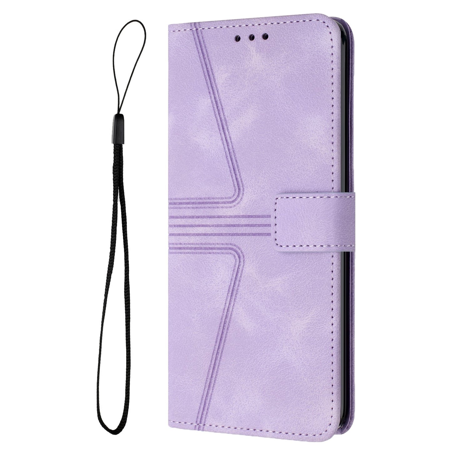For Redmi 14C 4G Triangle Solid Color Leather Phone Case(Purple)