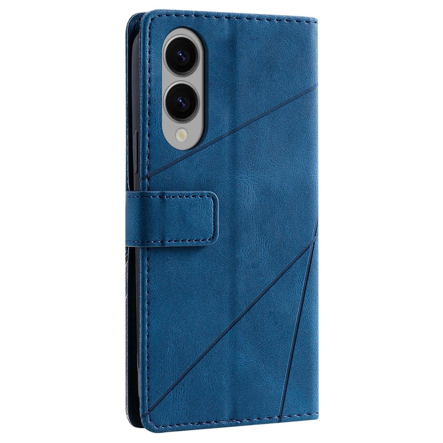 For Samsung Galaxy S25 Edge 5G Skin Feel Splicing Leather Phone Case(Blue)