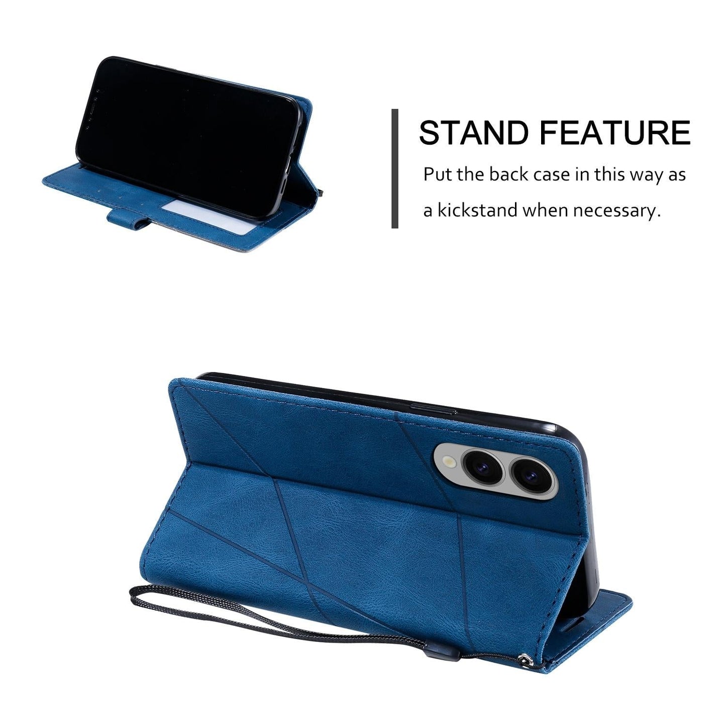 For Samsung Galaxy S25 Edge 5G Skin Feel Splicing Leather Phone Case(Blue)