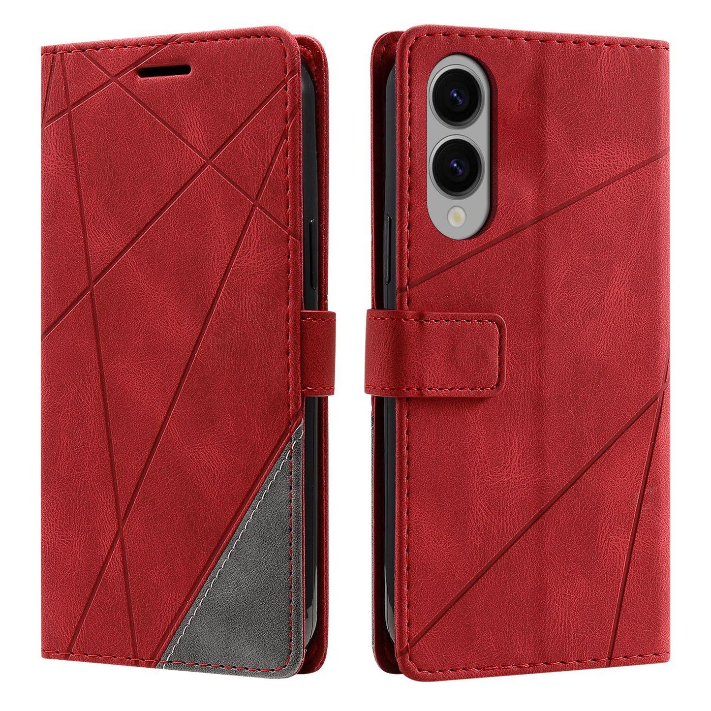 For Samsung Galaxy S25 Edge 5G Skin Feel Splicing Leather Phone Case(Red)