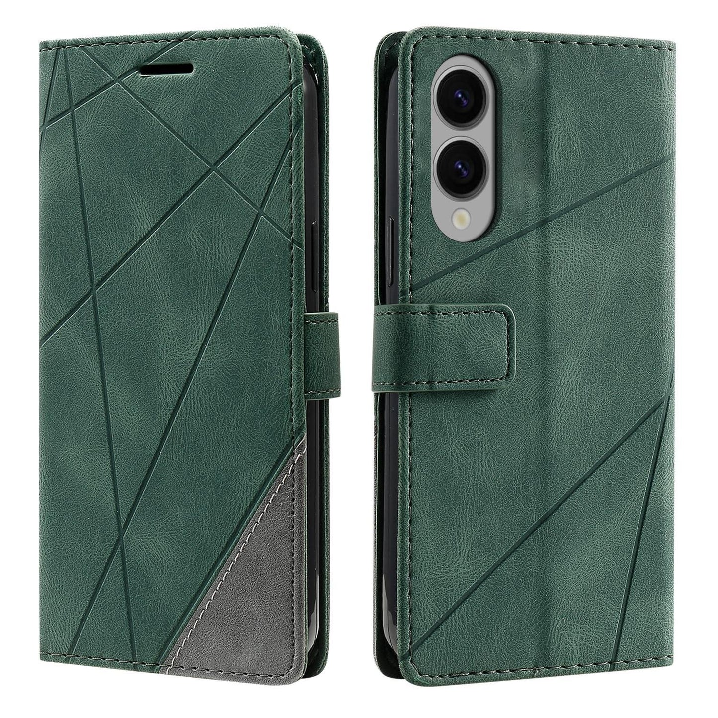 For Samsung Galaxy S25 Edge 5G Skin Feel Splicing Leather Phone Case(Green)