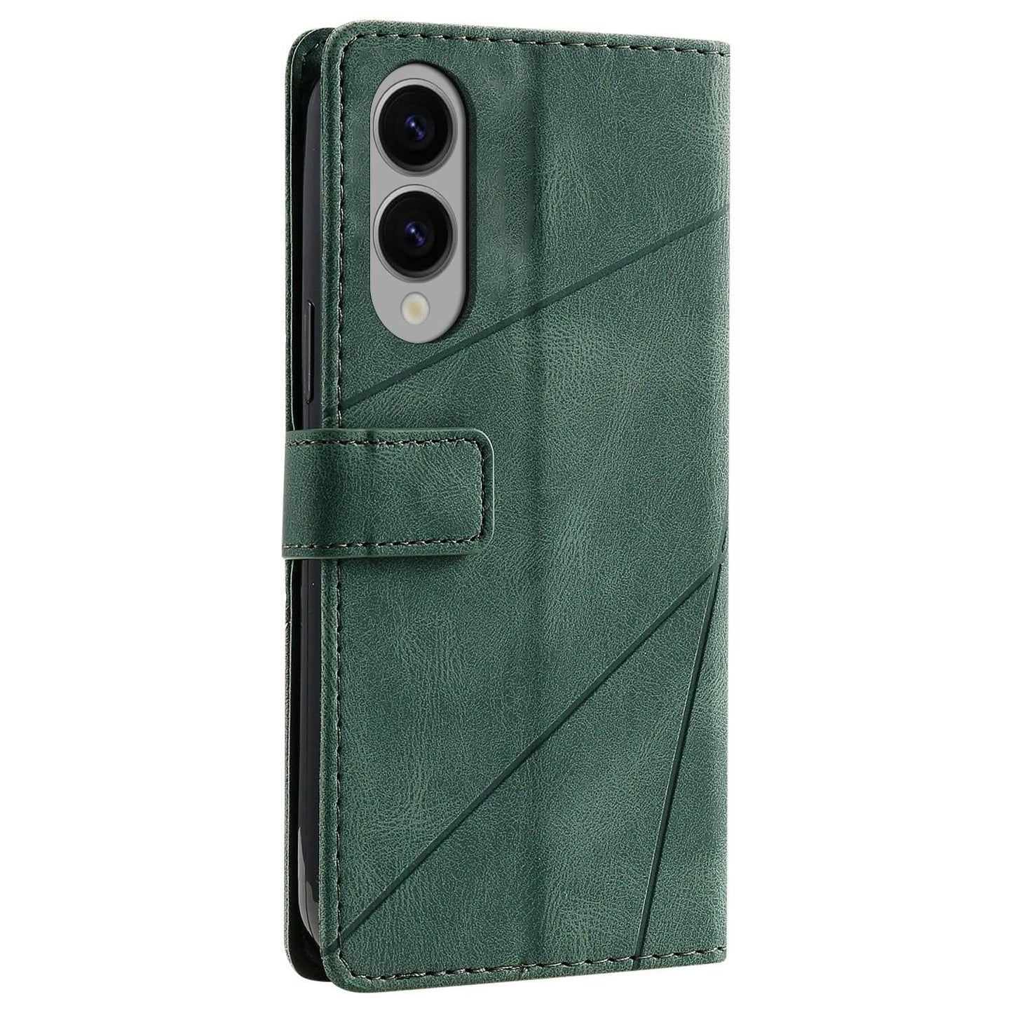 For Samsung Galaxy S25 Edge 5G Skin Feel Splicing Leather Phone Case(Green)