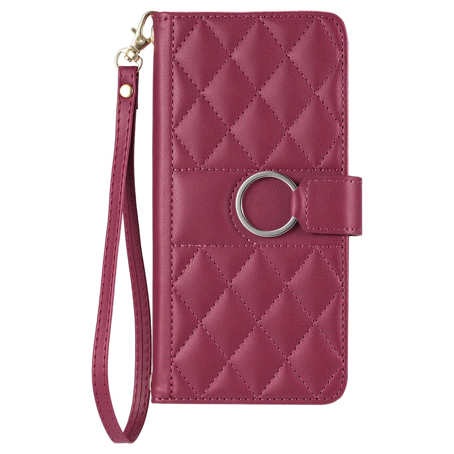 For Samsung Galaxy S25 Edge 5G Ring Buckle Rhombic Leather Phone Case(Red)