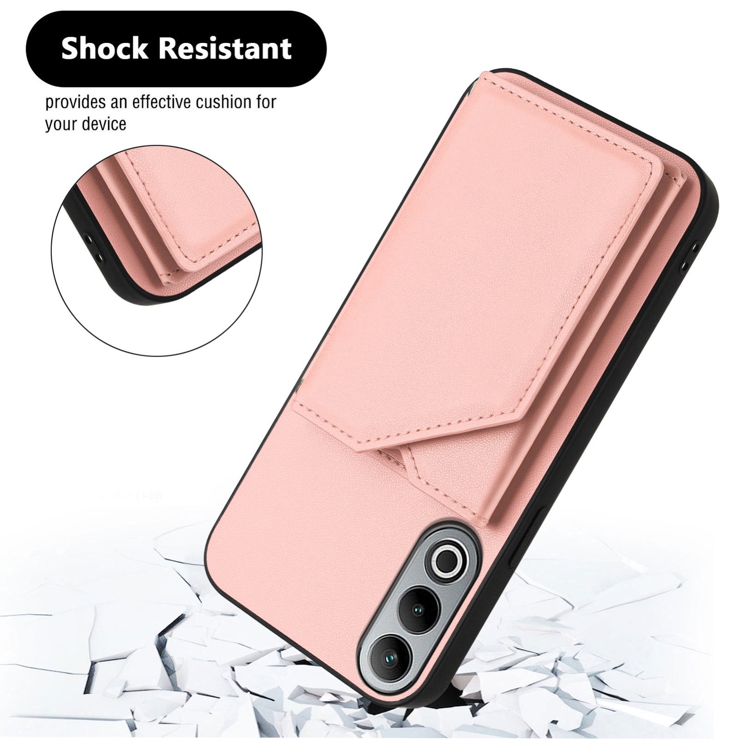 For OPPO K12 5G Skin Feel Four Card Slots Phone Case with Wrist Strap(Pink)