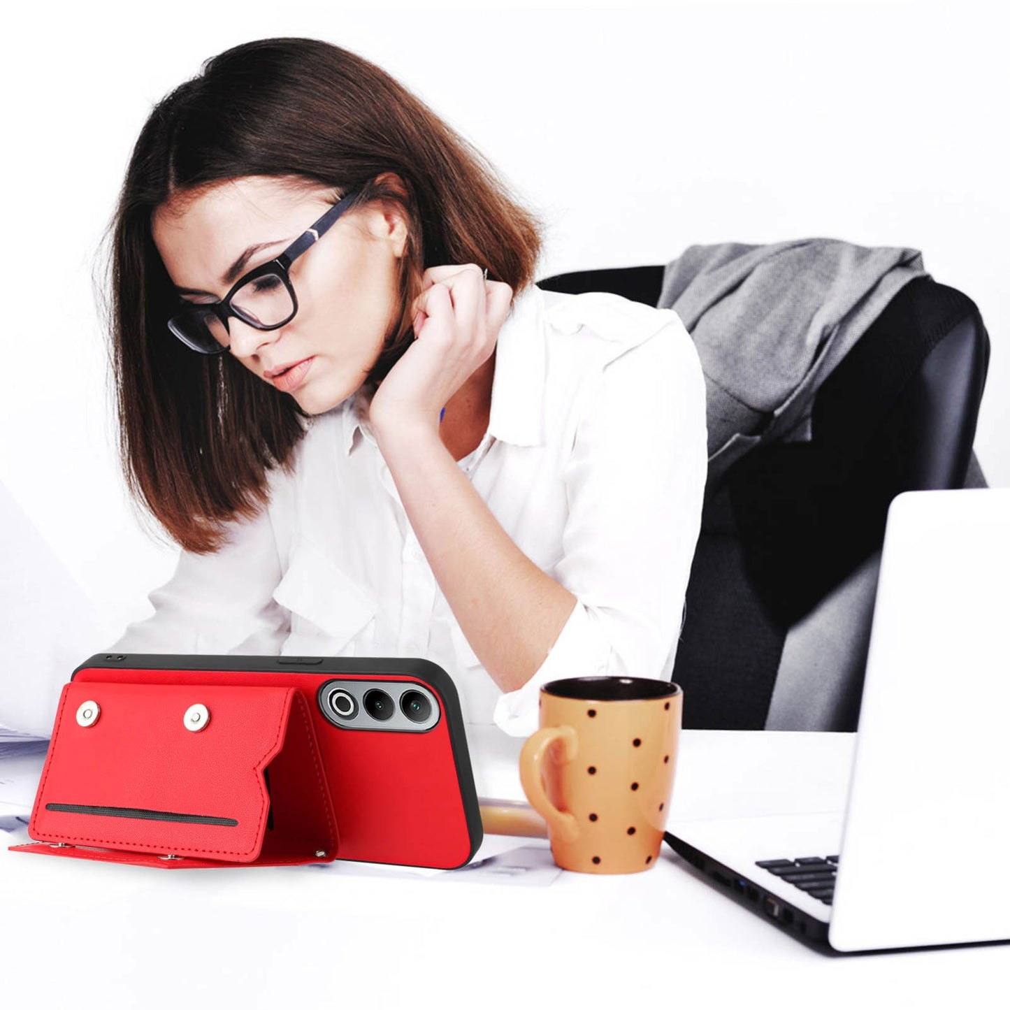 For OPPO K12 5G Skin Feel Four Card Slots Phone Case with Wrist Strap(Red)