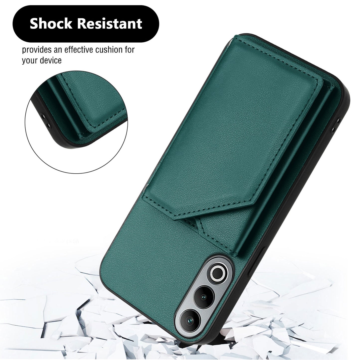 For OPPO K12 5G Skin Feel Four Card Slots Phone Case with Wrist Strap(Green)