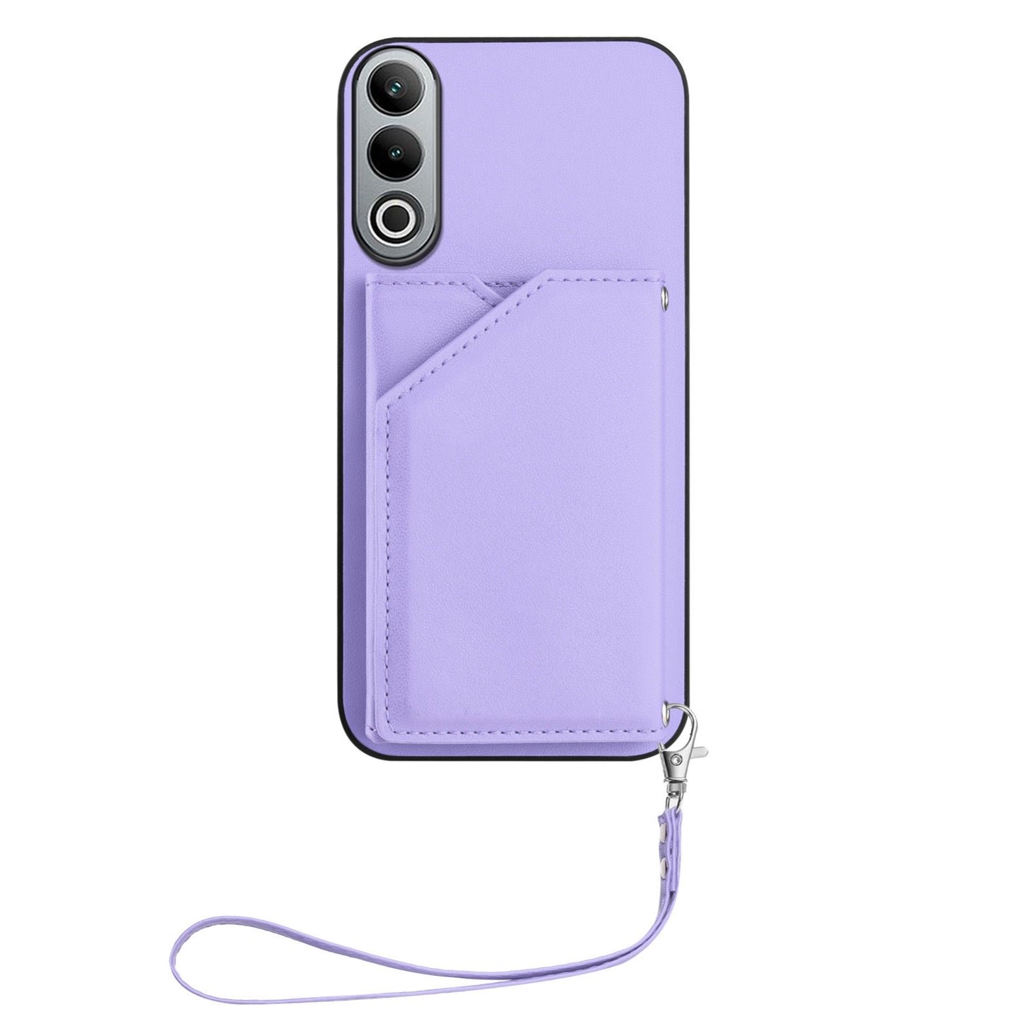 For OPPO K12 5G Skin Feel Four Card Slots Phone Case with Wrist Strap(Purple)