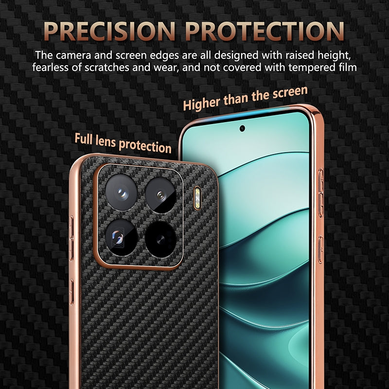 For Xiaomi 15 Pro AZNS Electroplated Edge Carbon Fiber Texture Phone Case(Black)