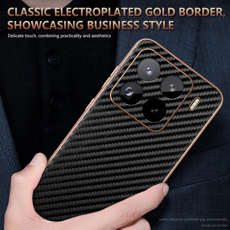 For Xiaomi 15 Pro AZNS Electroplated Edge Carbon Fiber Texture Phone Case(Black)