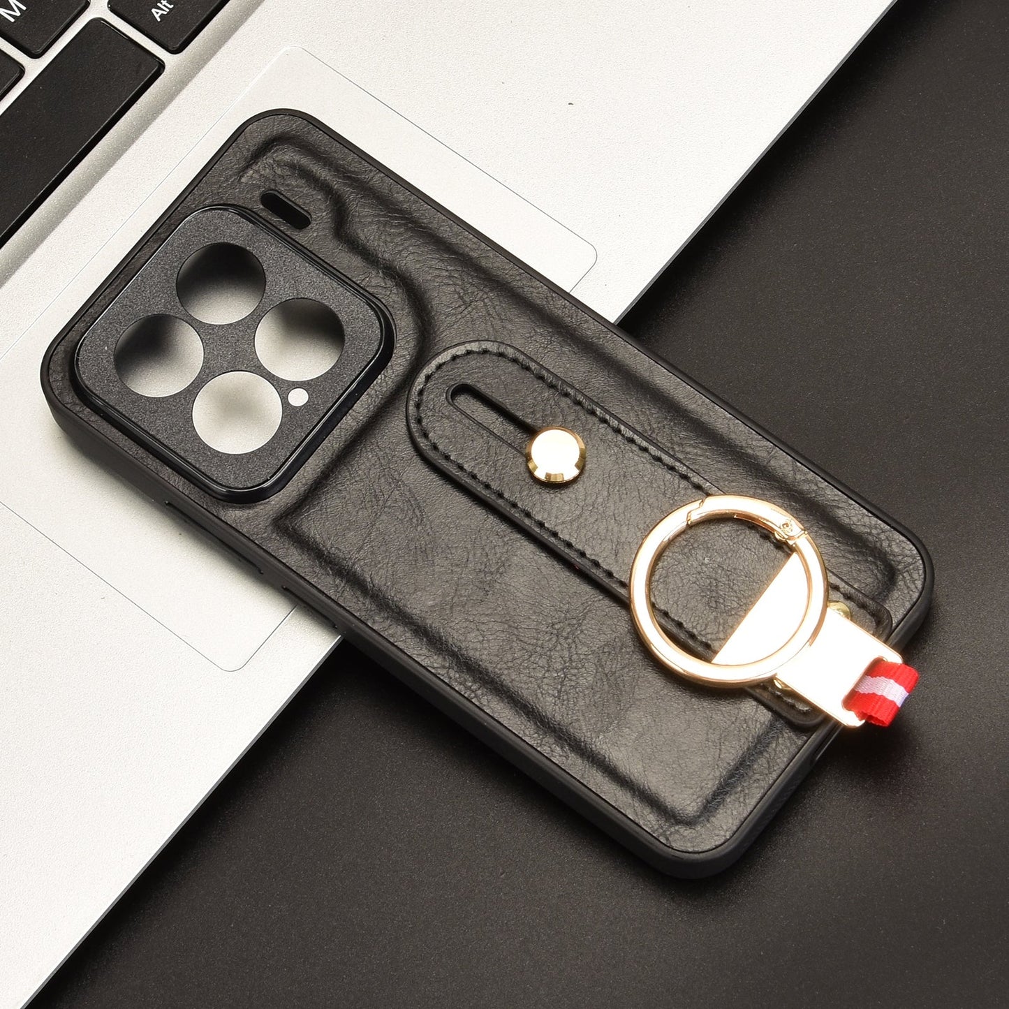 For Xiaomi 15 Pro Wristband Leather Back Phone Case(Black)