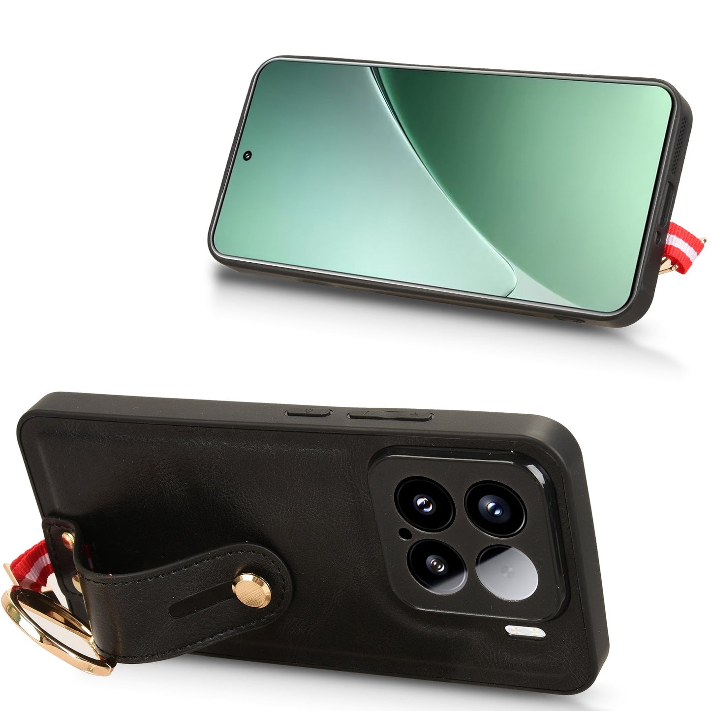 For Xiaomi 15 Pro Wristband Leather Back Phone Case(Black)