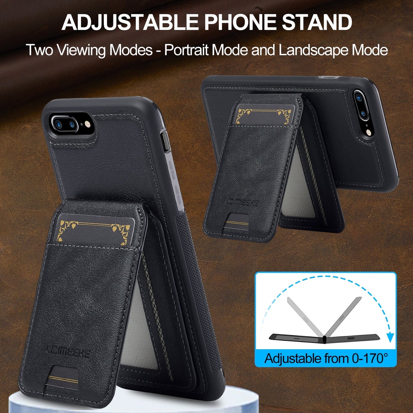 For iPhone 16e LC.IMEEKE L3 Series Detachable RFID Card Bag Magsafe Phone Case(Black)