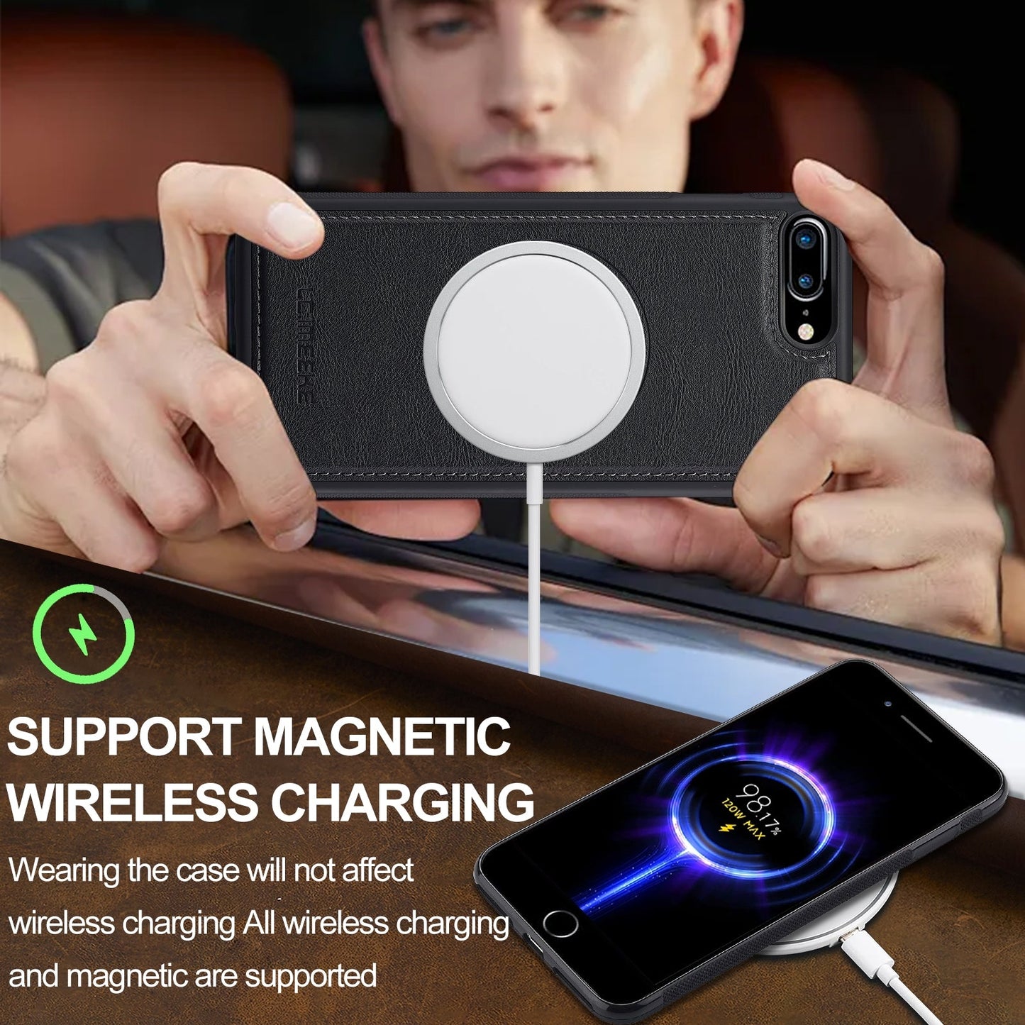 For iPhone 16e LC.IMEEKE L3 Series Detachable RFID Card Bag Magsafe Phone Case(Black)