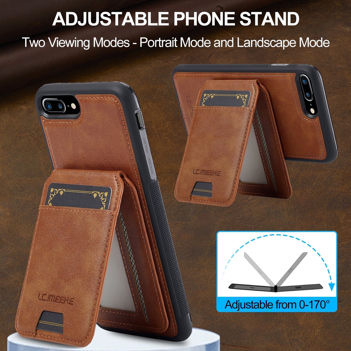 For iPhone 16e LC.IMEEKE L3 Series Detachable RFID Card Bag Magsafe Phone Case(Brown)