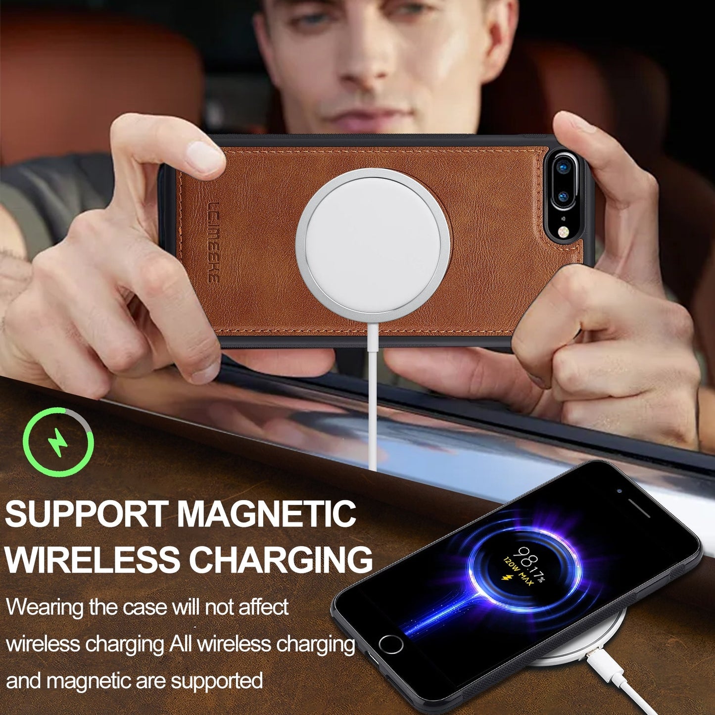 For iPhone 16e LC.IMEEKE L3 Series Detachable RFID Card Bag Magsafe Phone Case(Brown)