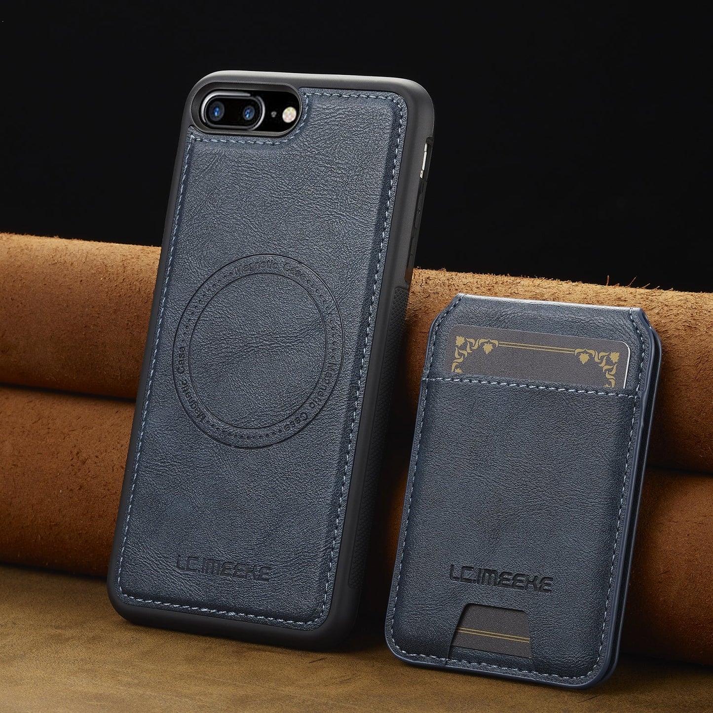 For iPhone 16e LC.IMEEKE L3 Series Detachable RFID Card Bag Magsafe Phone Case(Blue)