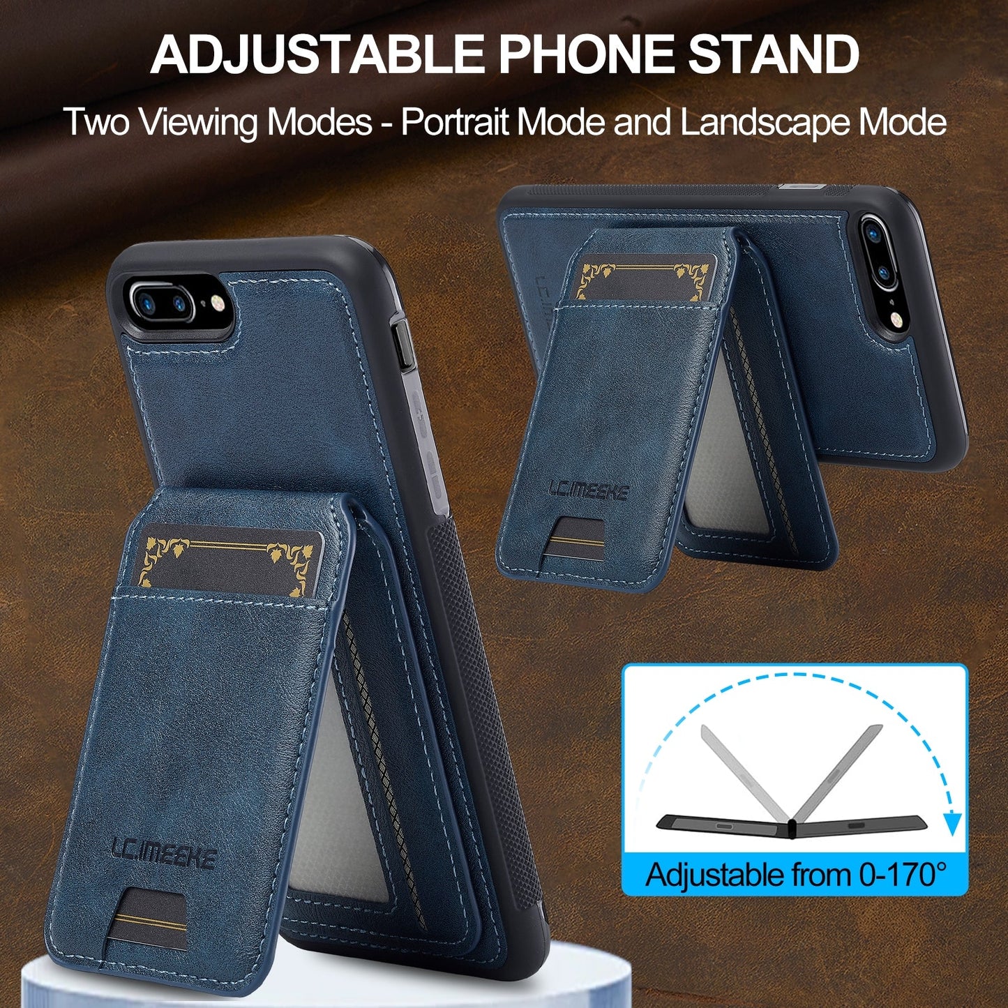 For iPhone 16e LC.IMEEKE L3 Series Detachable RFID Card Bag Magsafe Phone Case(Blue)