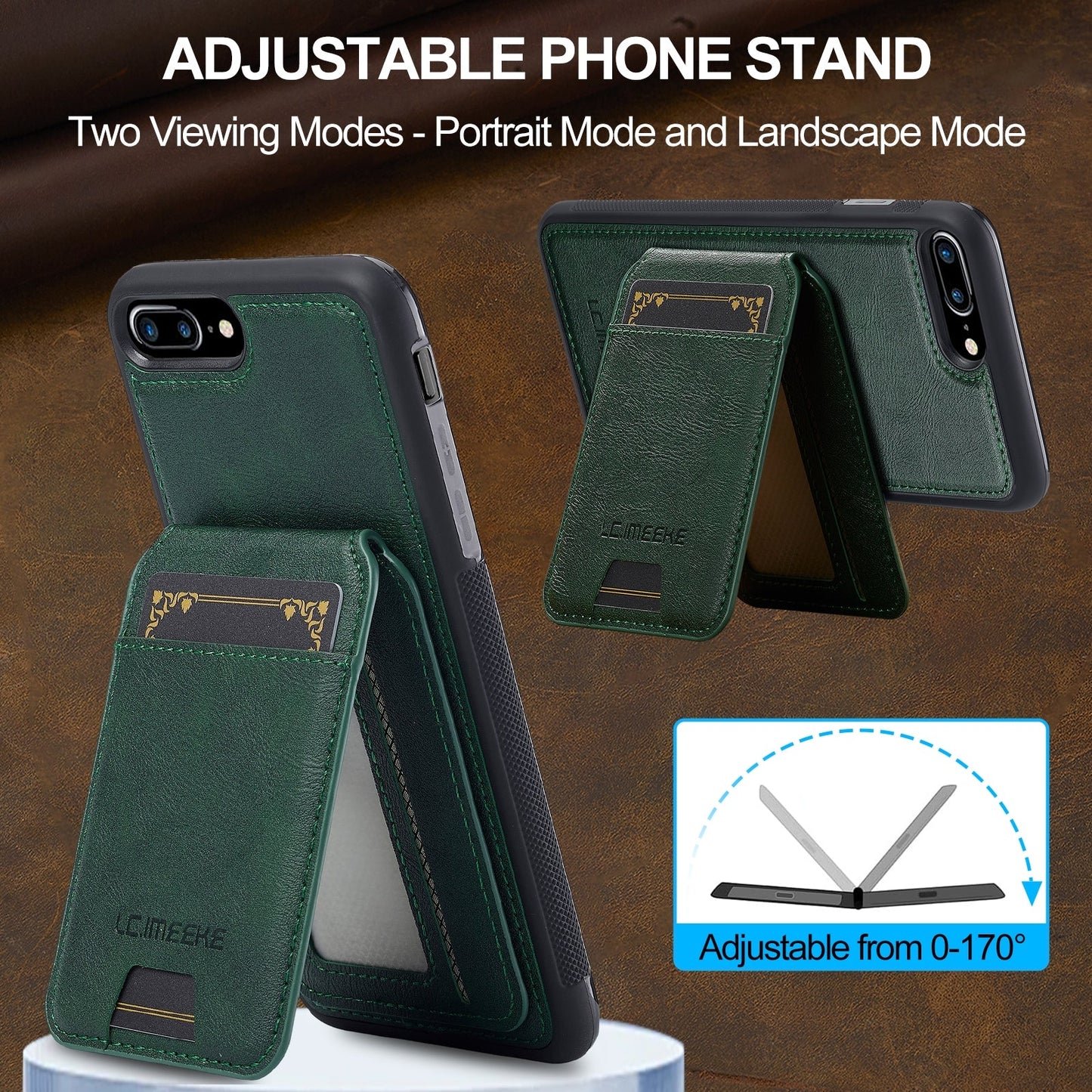 For iPhone 16e LC.IMEEKE L3 Series Detachable RFID Card Bag Magsafe Phone Case(Green)