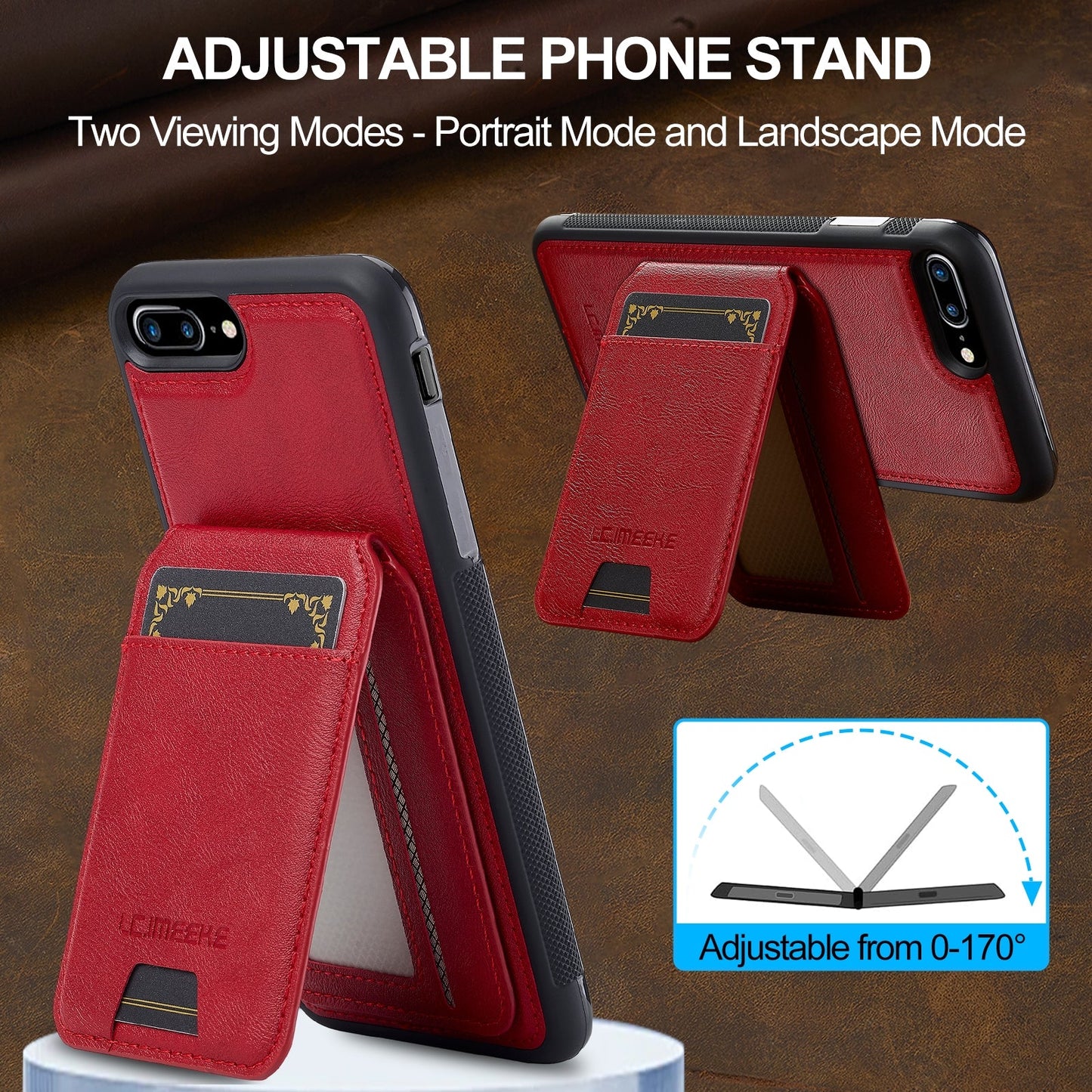 For iPhone 16e LC.IMEEKE L3 Series Detachable RFID Card Bag Magsafe Phone Case(Red)