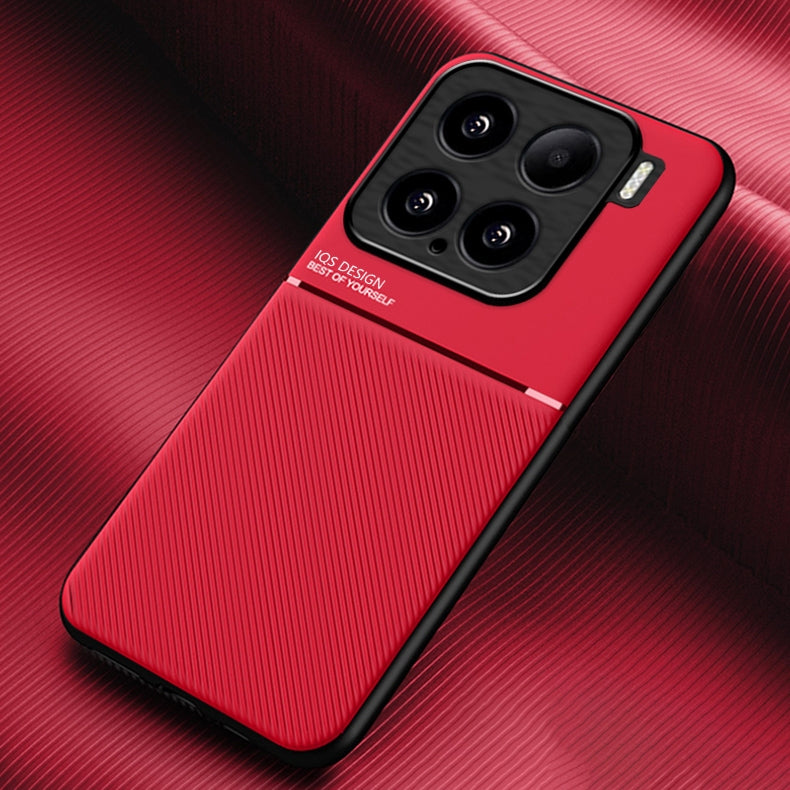 For Xiaomi 15 Classic Tilt Strip Grain Magnetic PC Hybrid TPU Phone Case(Red)
