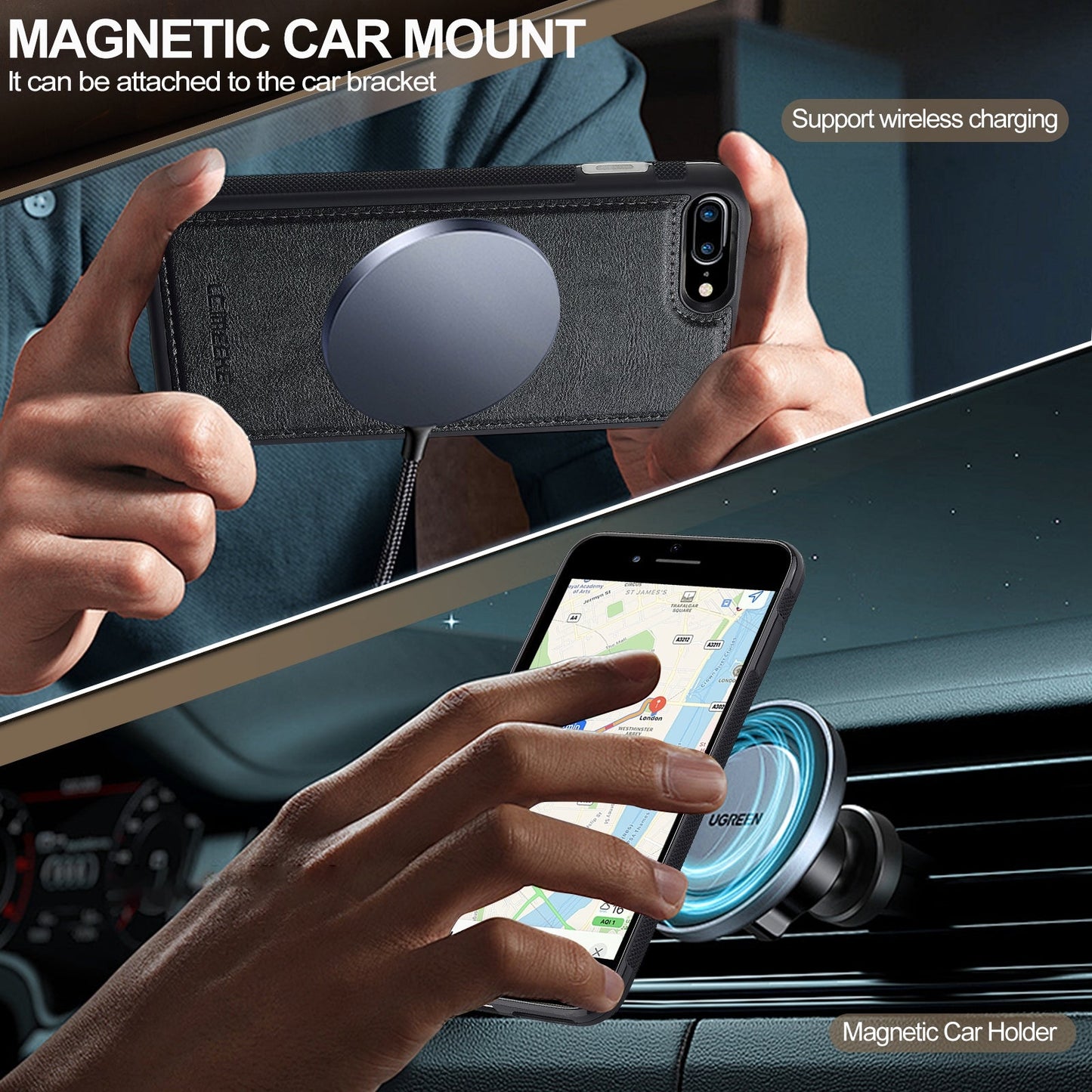 For iPhone 16e LC.IMEEKE L5 Series Detachable RFID Card Bag Magsafe Phone Case(Black)