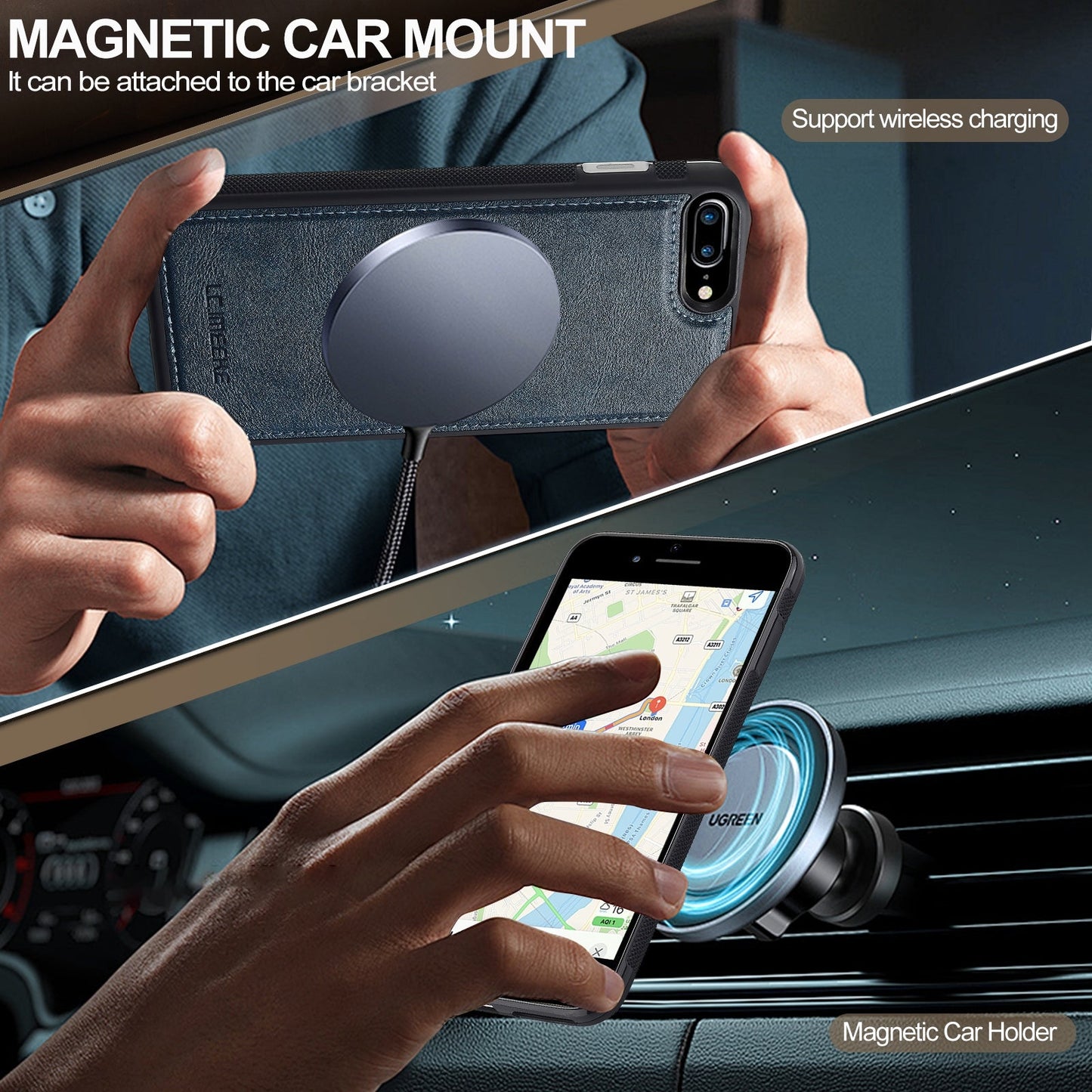 For iPhone 16e LC.IMEEKE L5 Series Detachable RFID Card Bag Magsafe Phone Case(Blue)