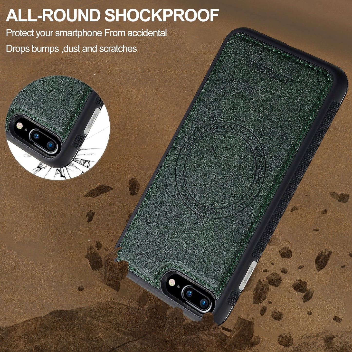 For iPhone 16e LC.IMEEKE L5 Series Detachable RFID Card Bag Magsafe Phone Case(Green)