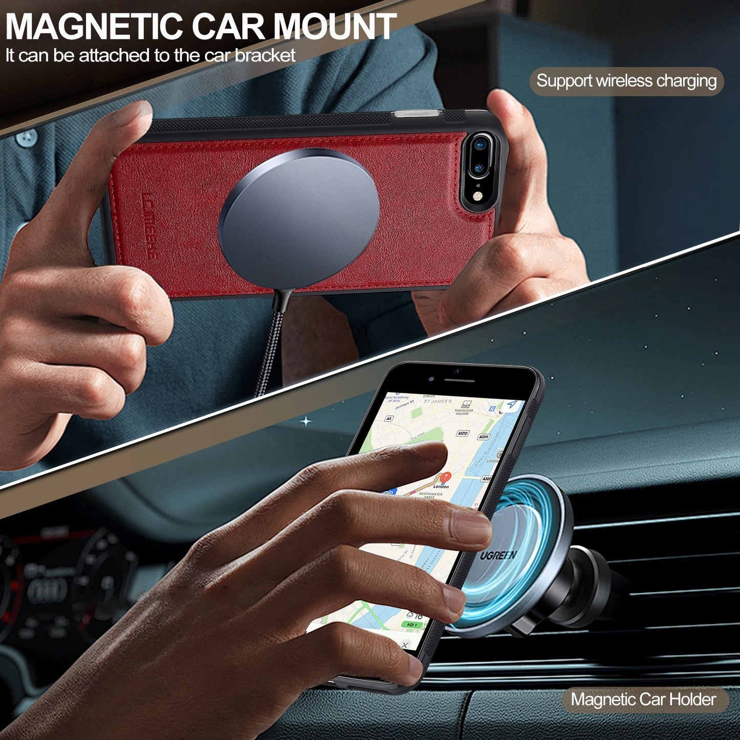 For iPhone 16e LC.IMEEKE L5 Series Detachable RFID Card Bag Magsafe Phone Case(Red)