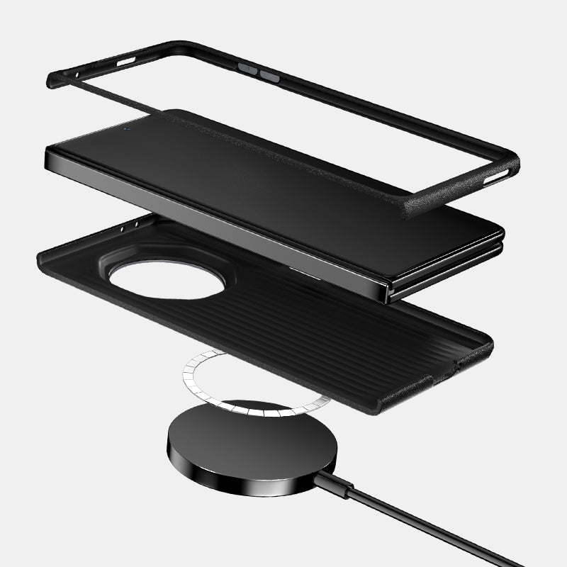 For Honor Magic V3 ABEEL 6D Micro Relief MagSafe Magnetic Phone Case(Black)